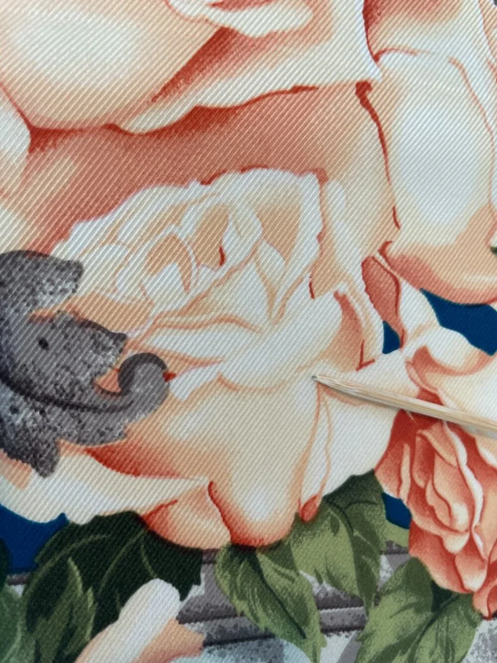 Vintage Christian Silk Scarf with Roses & Polka Dots